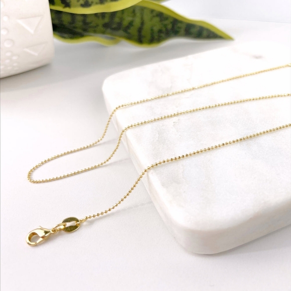 18K Gold Filled Bead Ball Link Chain - Picture 3 of 9